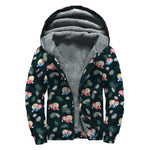 Christmas Sleeping Sloths Pattern Print Sherpa Lined Zip Up Hoodie