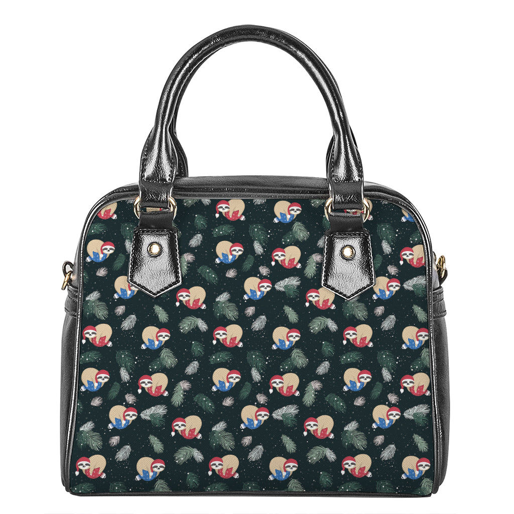 Christmas Sleeping Sloths Pattern Print Shoulder Handbag