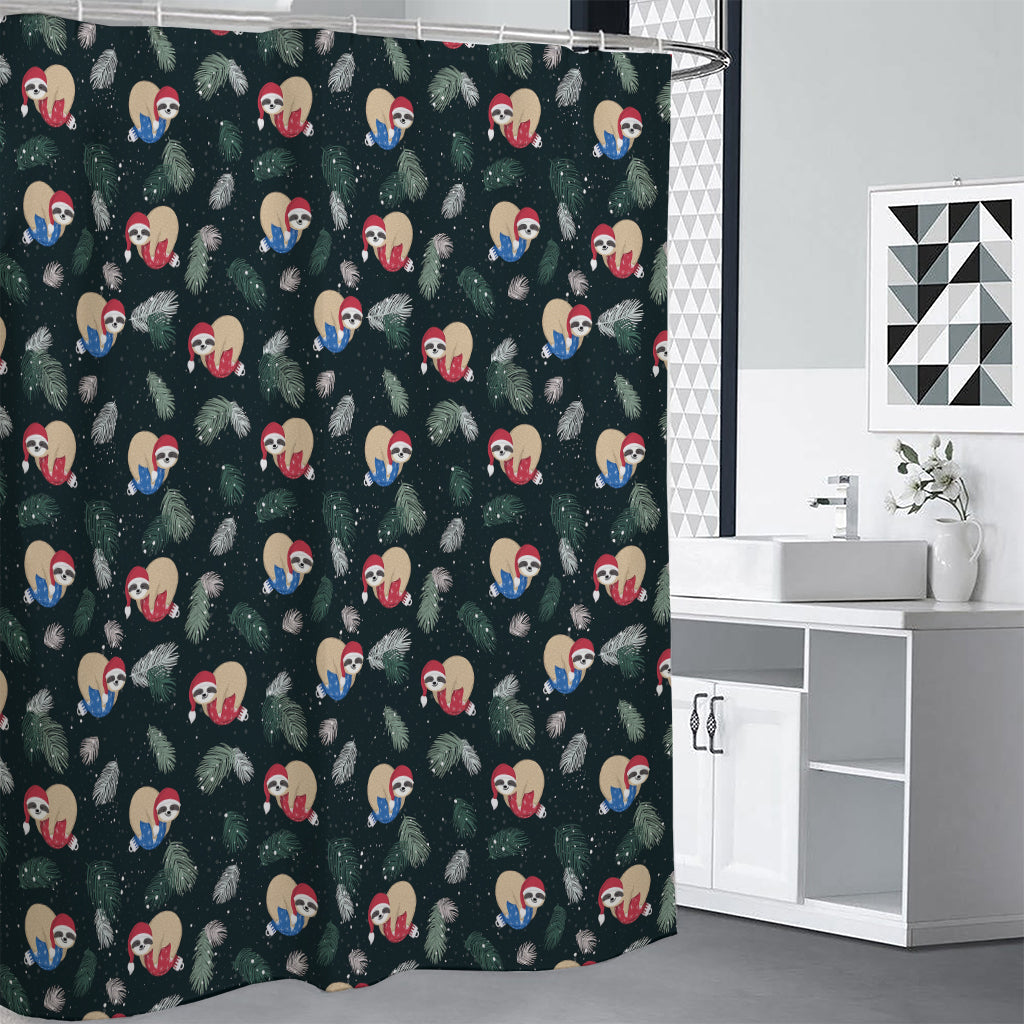 Christmas Sleeping Sloths Pattern Print Shower Curtain