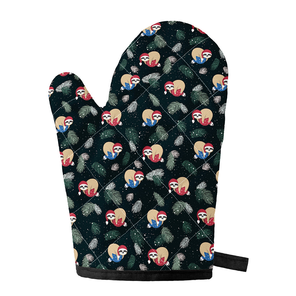 Christmas Sleeping Sloths Pattern Print Single Oven Mitt