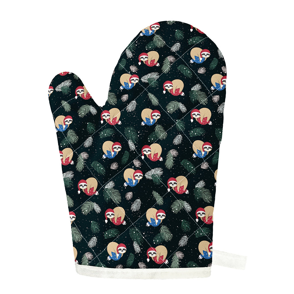 Christmas Sleeping Sloths Pattern Print Single Oven Mitt