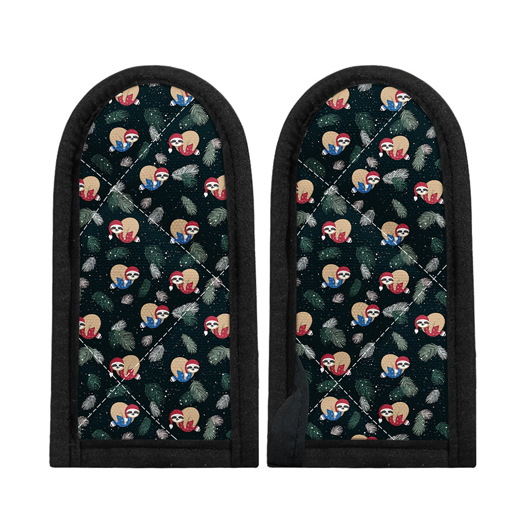 Christmas Sleeping Sloths Pattern Print Skillet Handle Cover