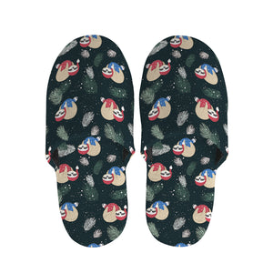 Christmas Sleeping Sloths Pattern Print Slippers