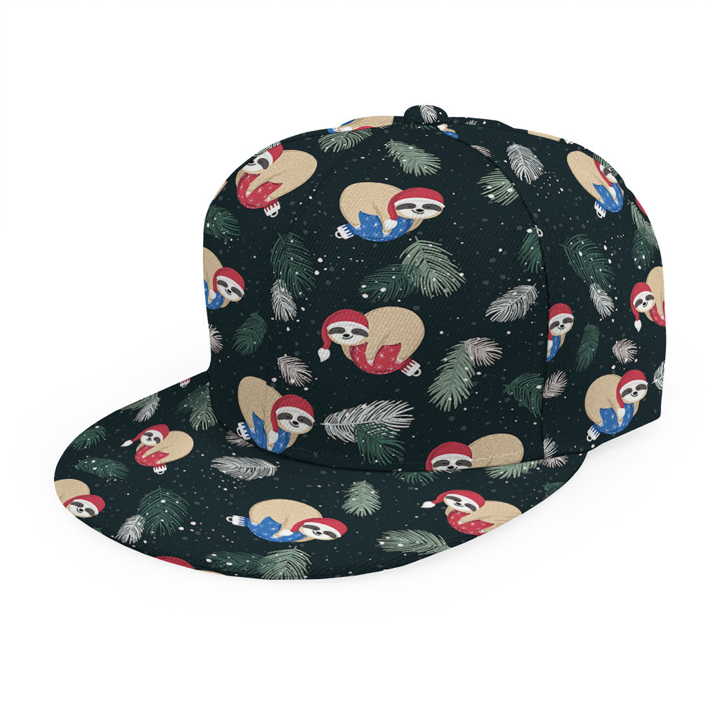 Christmas Sleeping Sloths Pattern Print Snapback Cap