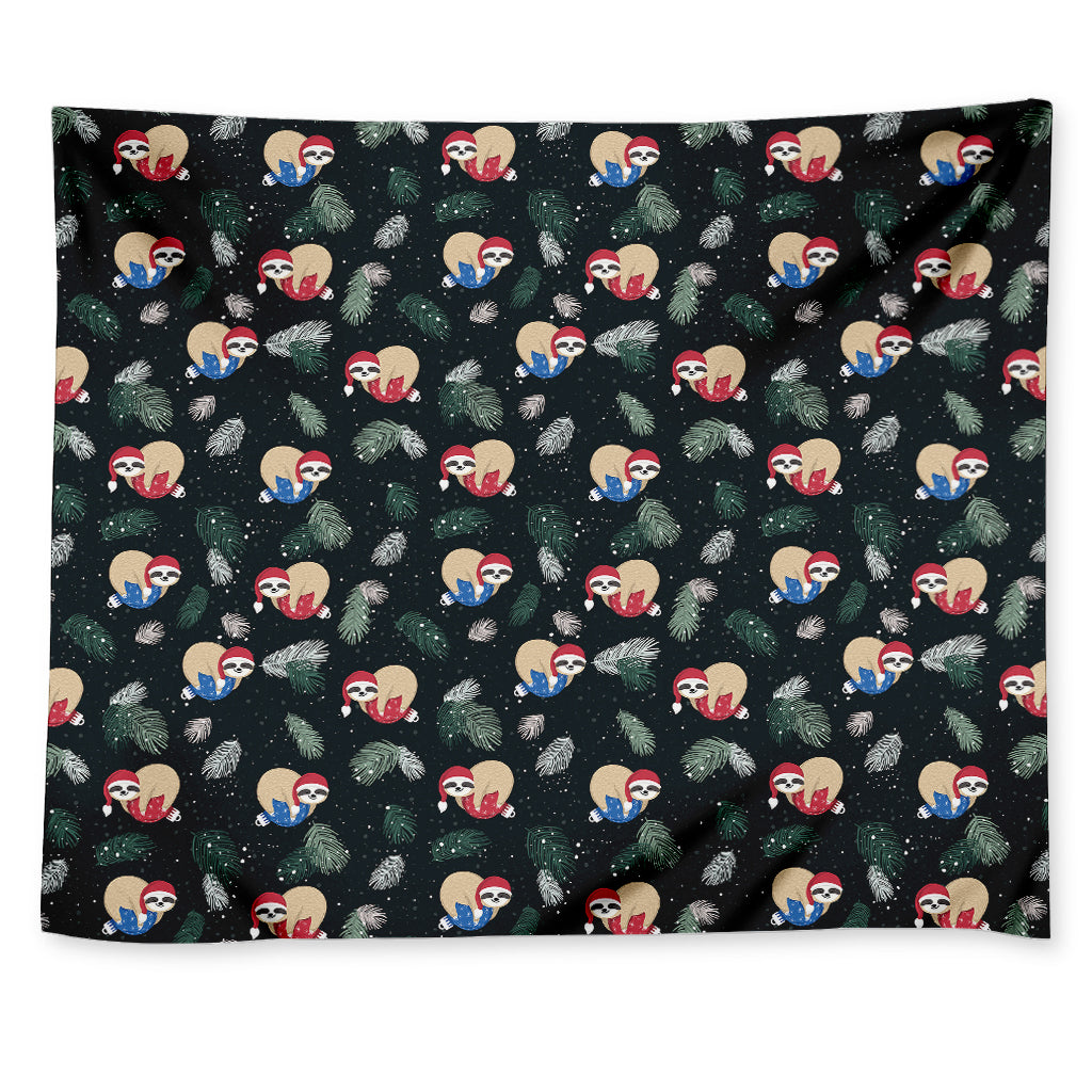 Christmas Sleeping Sloths Pattern Print Tapestry