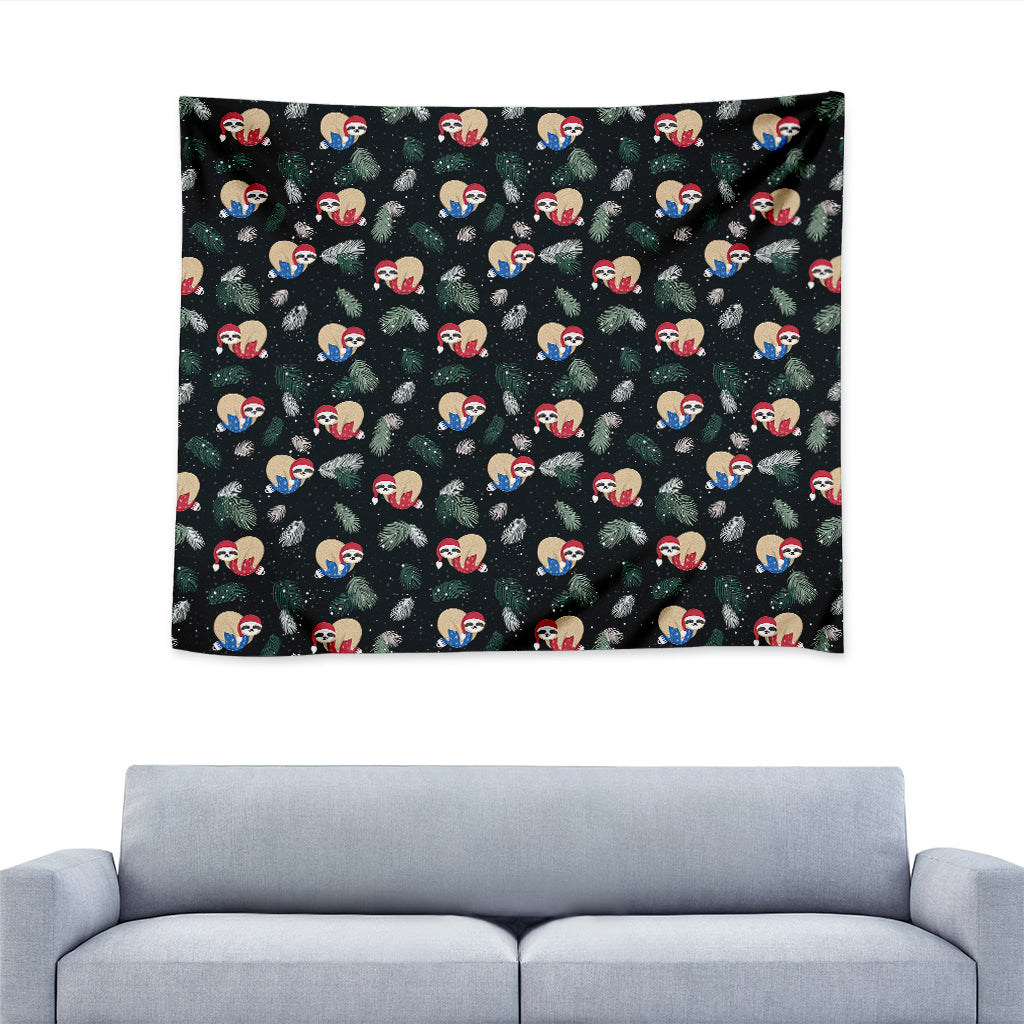 Christmas Sleeping Sloths Pattern Print Tapestry