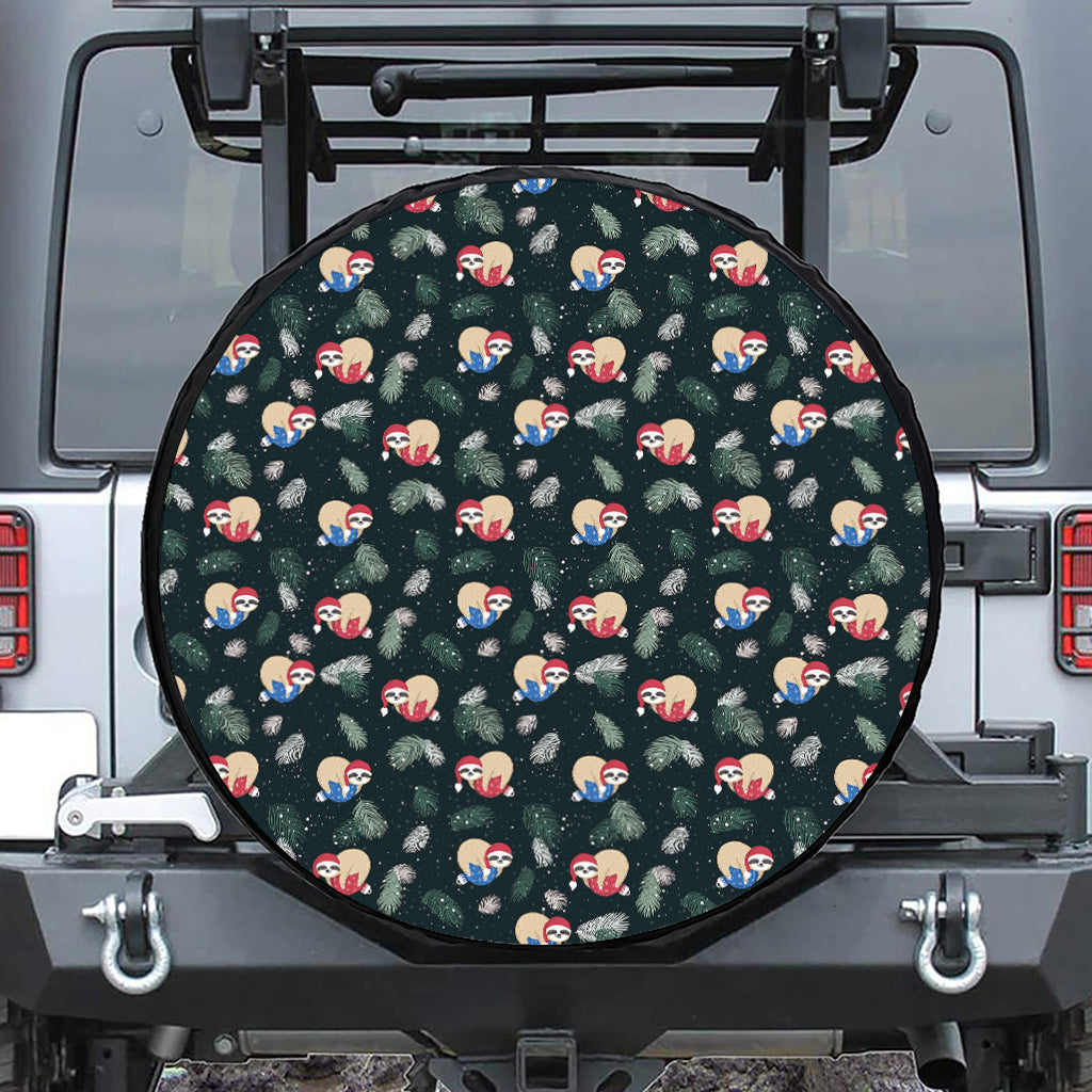 Christmas Sleeping Sloths Pattern Print Tire Cover