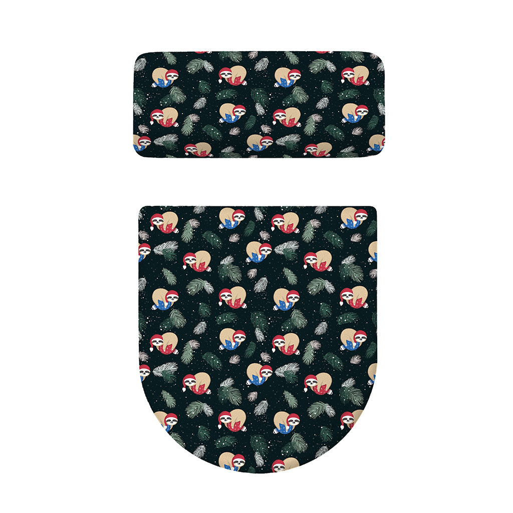 Christmas Sleeping Sloths Pattern Print Toilet Lid And Tank Cover Set
