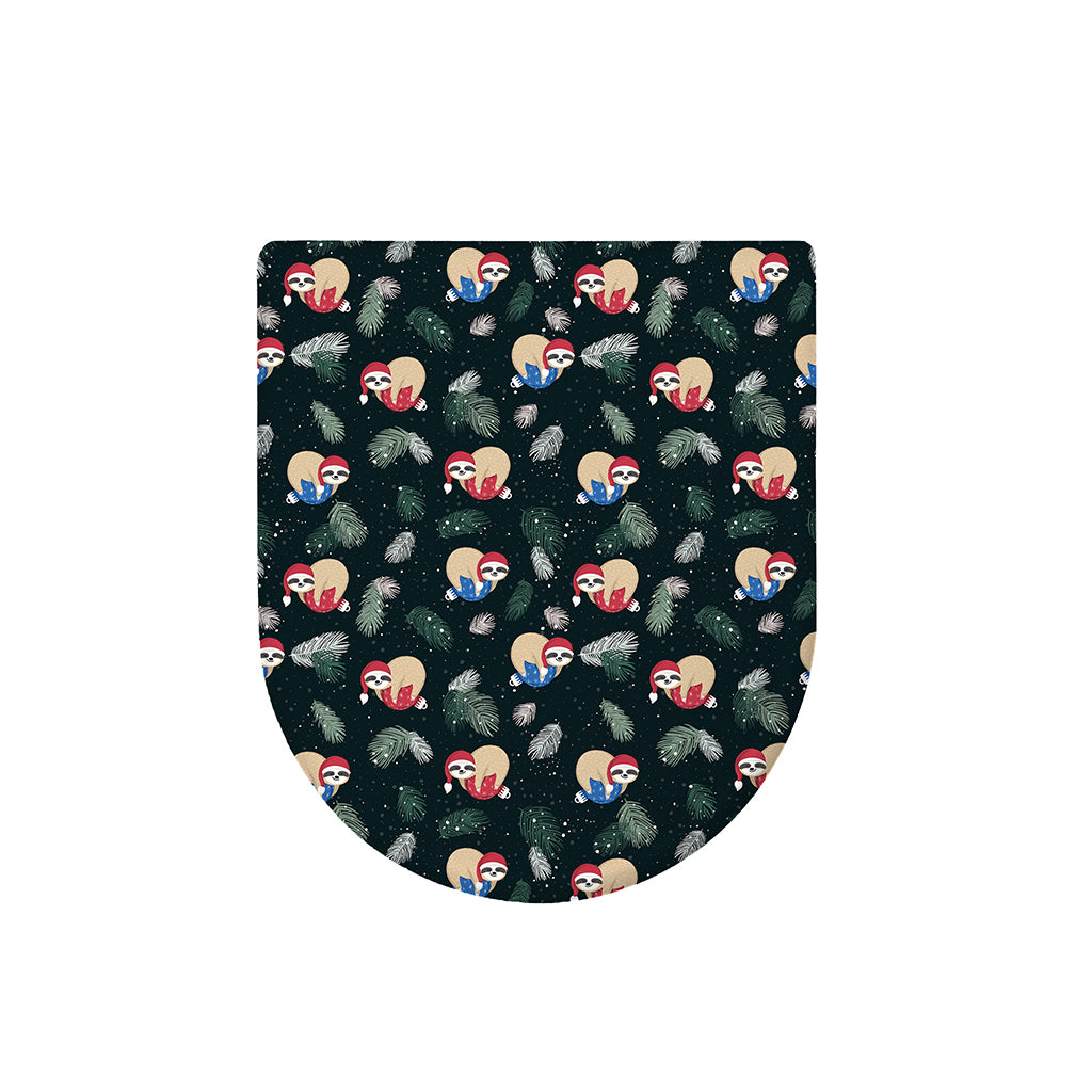 Christmas Sleeping Sloths Pattern Print Toilet Lid Cover