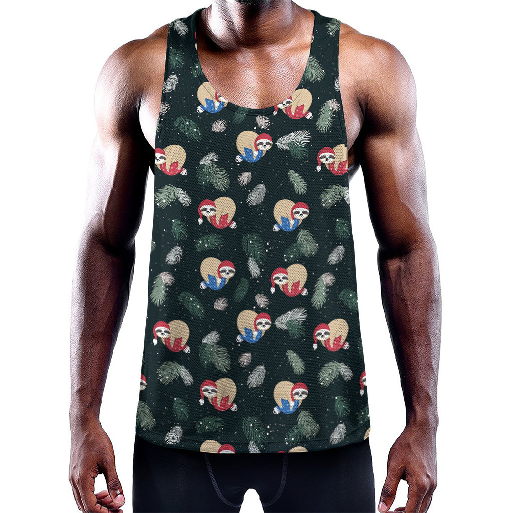 Christmas Sleeping Sloths Pattern Print Training Tank Top