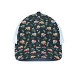 Christmas Sleeping Sloths Pattern Print White Mesh Trucker Cap