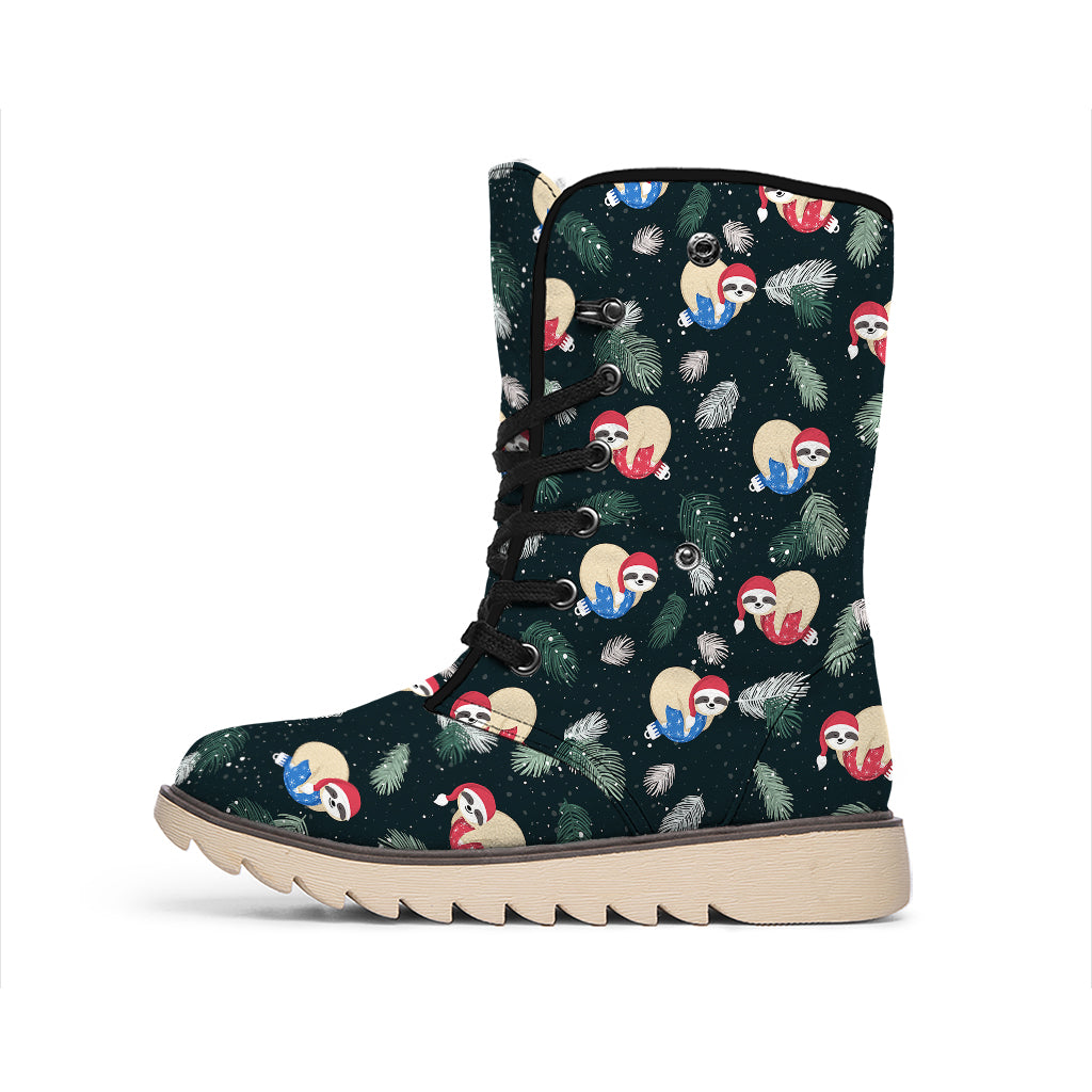 Christmas Sleeping Sloths Pattern Print Winter Boots