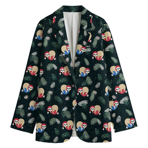 Christmas Sleeping Sloths Pattern Print Women's Blazer