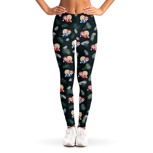 Christmas Sleeping Sloths Pattern Print Women's Leggings