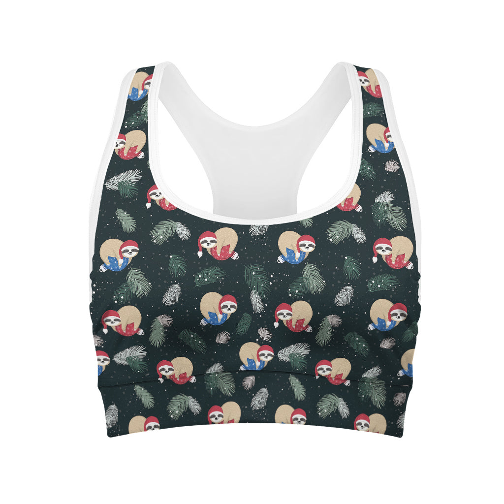 Christmas Sleeping Sloths Pattern Print Women's Sports Bra