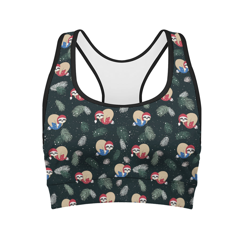 Christmas Sleeping Sloths Pattern Print Women's Sports Bra