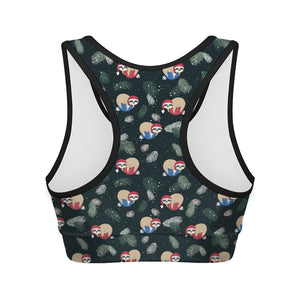 Christmas Sleeping Sloths Pattern Print Women's Sports Bra