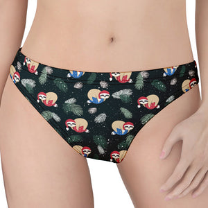 Christmas Sleeping Sloths Pattern Print Women's Thong