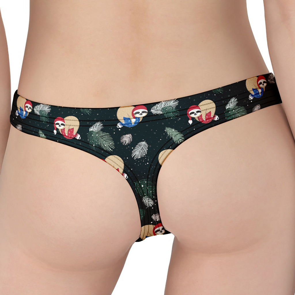 Christmas Sleeping Sloths Pattern Print Women's Thong