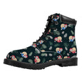 Christmas Sleeping Sloths Pattern Print Padded Collar Lace Up Boots