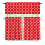 Christmas Snowflake Pattern Print 3 Piece Kitchen Curtains