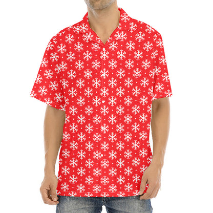 Christmas Snowflake Pattern Print Aloha Shirt