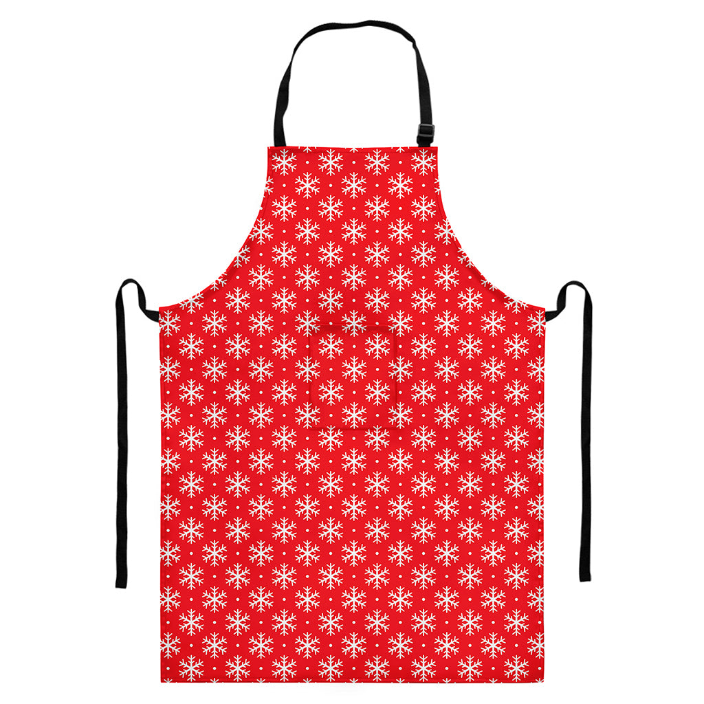 Christmas Snowflake Pattern Print Bib Apron With Pocket