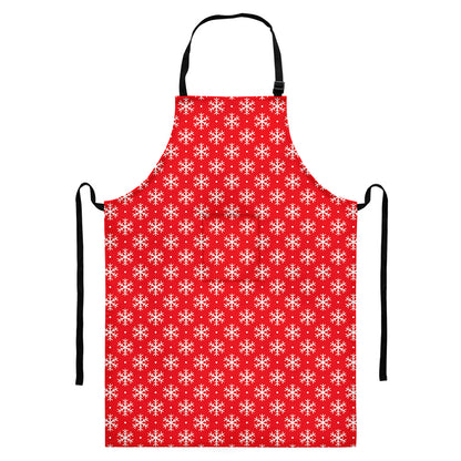 Christmas Snowflake Pattern Print Bib Apron With Pocket