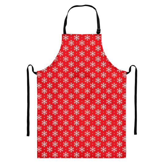Christmas Snowflake Pattern Print Bib Apron With Pocket