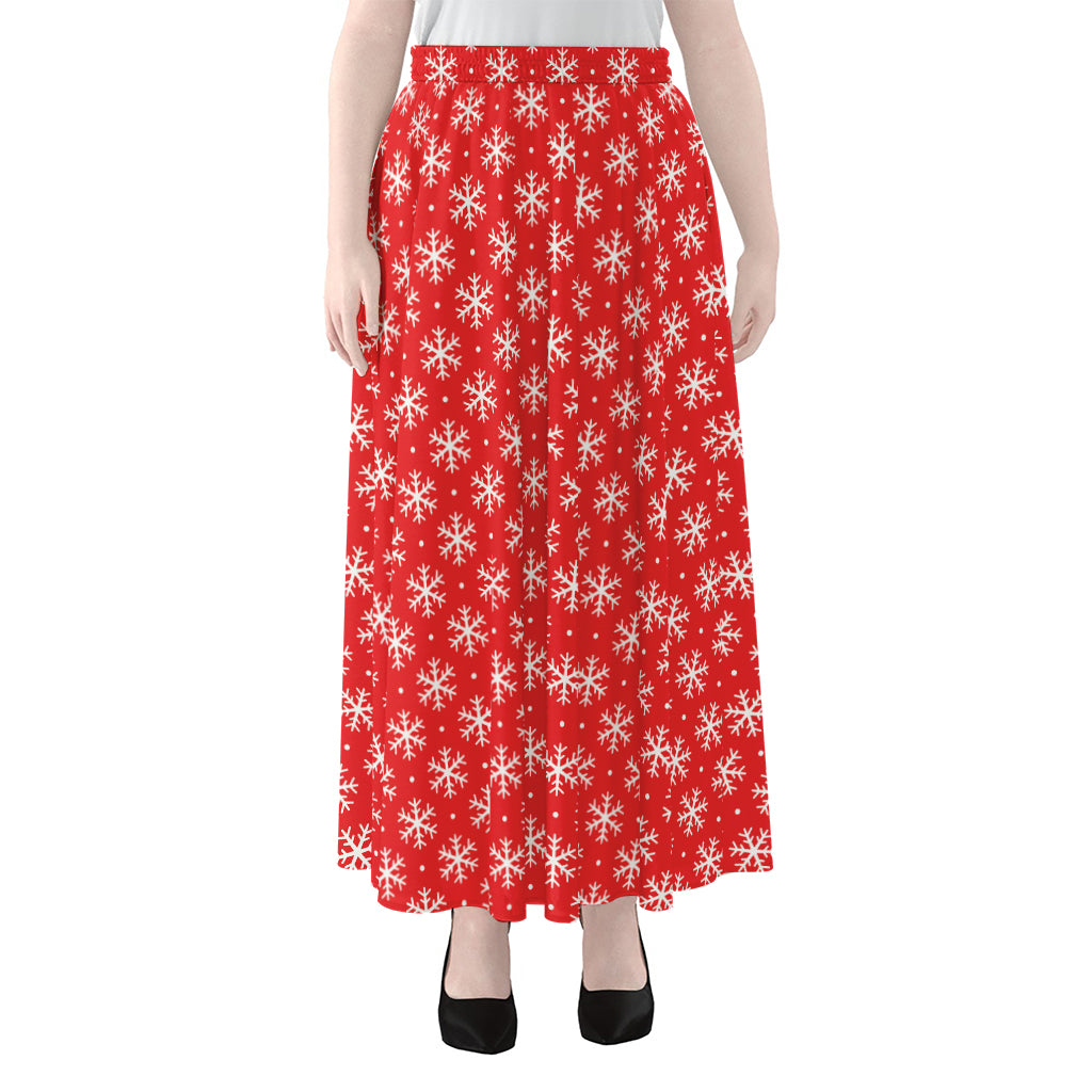 Christmas Snowflake Pattern Print Chiffon Maxi Skirt