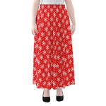 Christmas Snowflake Pattern Print Chiffon Maxi Skirt