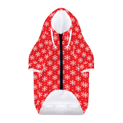 Christmas Snowflake Pattern Print Dog Zip Up Hoodie