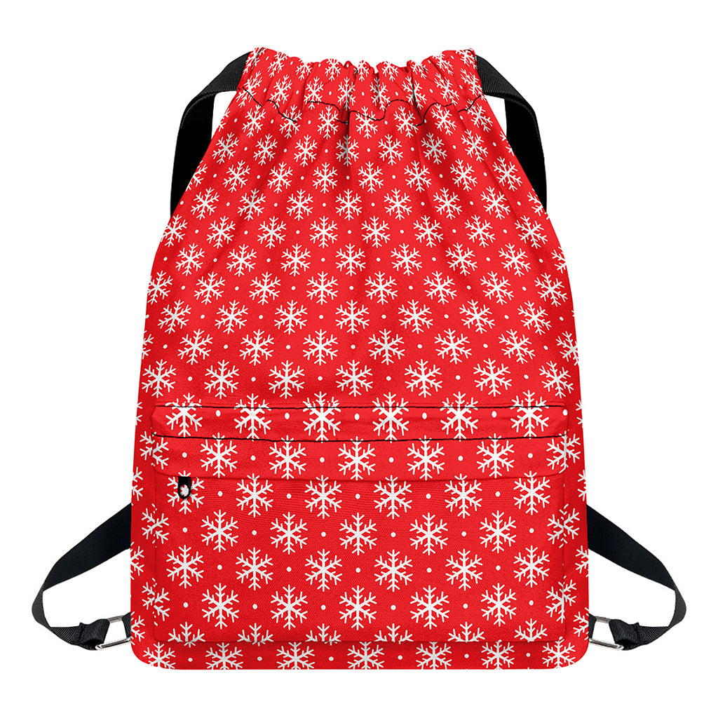 Christmas Snowflake Pattern Print Drawstring Backpack
