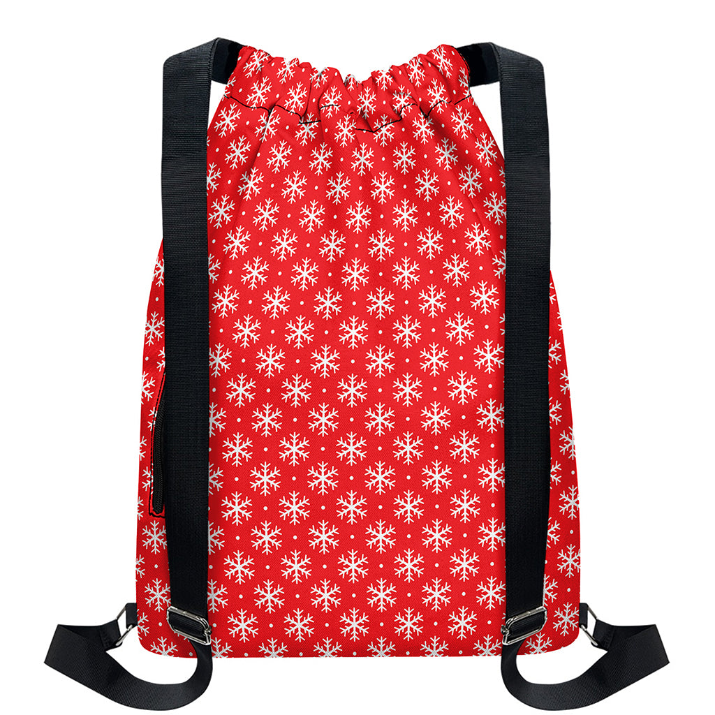 Christmas Snowflake Pattern Print Drawstring Backpack