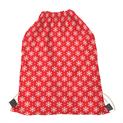 Christmas Snowflake Pattern Print Drawstring Bag