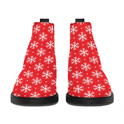 Christmas Snowflake Pattern Print Flat Ankle Boots