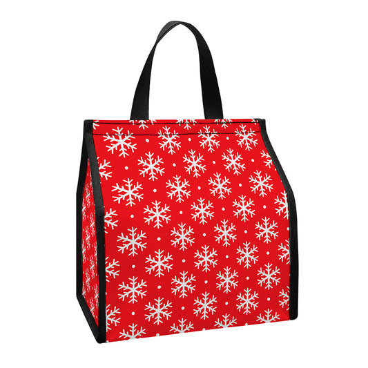 Christmas Snowflake Pattern Print Insulated Lunch Tote