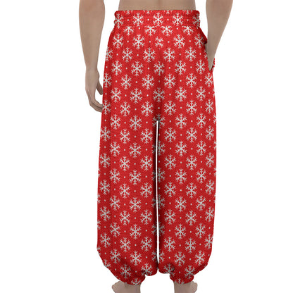 Christmas Snowflake Pattern Print Lantern Pants