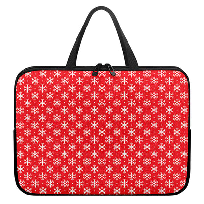 Christmas Snowflake Pattern Print Laptop Sleeve With Handle