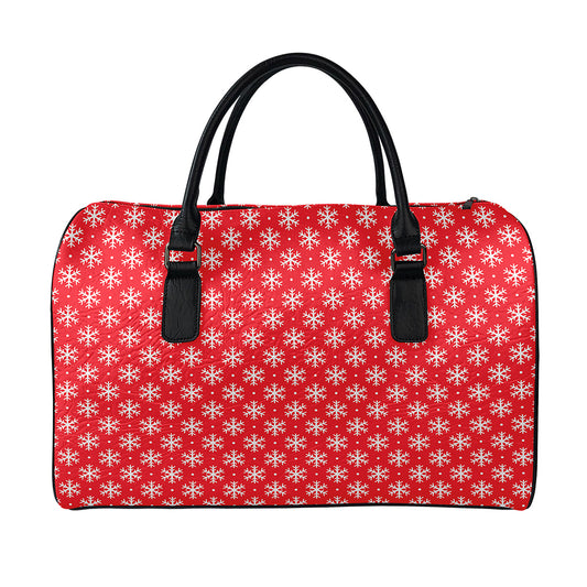 Christmas Snowflake Pattern Print Leather Duffle Bag