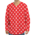 Christmas Snowflake Pattern Print Long Sleeve Baseball Jersey