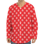 Christmas Snowflake Pattern Print Long Sleeve Baseball Jersey