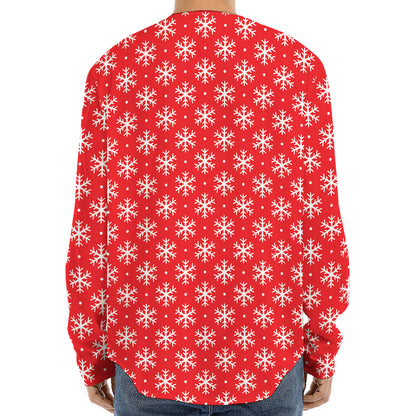 Christmas Snowflake Pattern Print Long Sleeve Baseball Jersey
