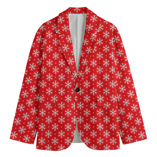 Christmas Snowflake Pattern Print Men's Blazer