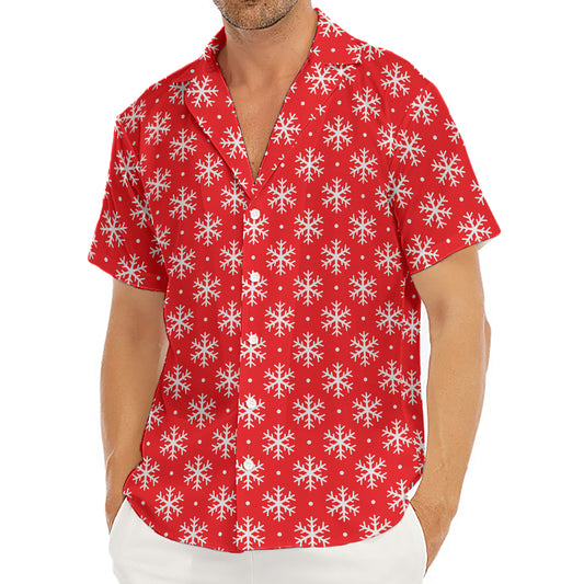 Christmas Snowflake Pattern Print Men's Deep V-Neck Shirt