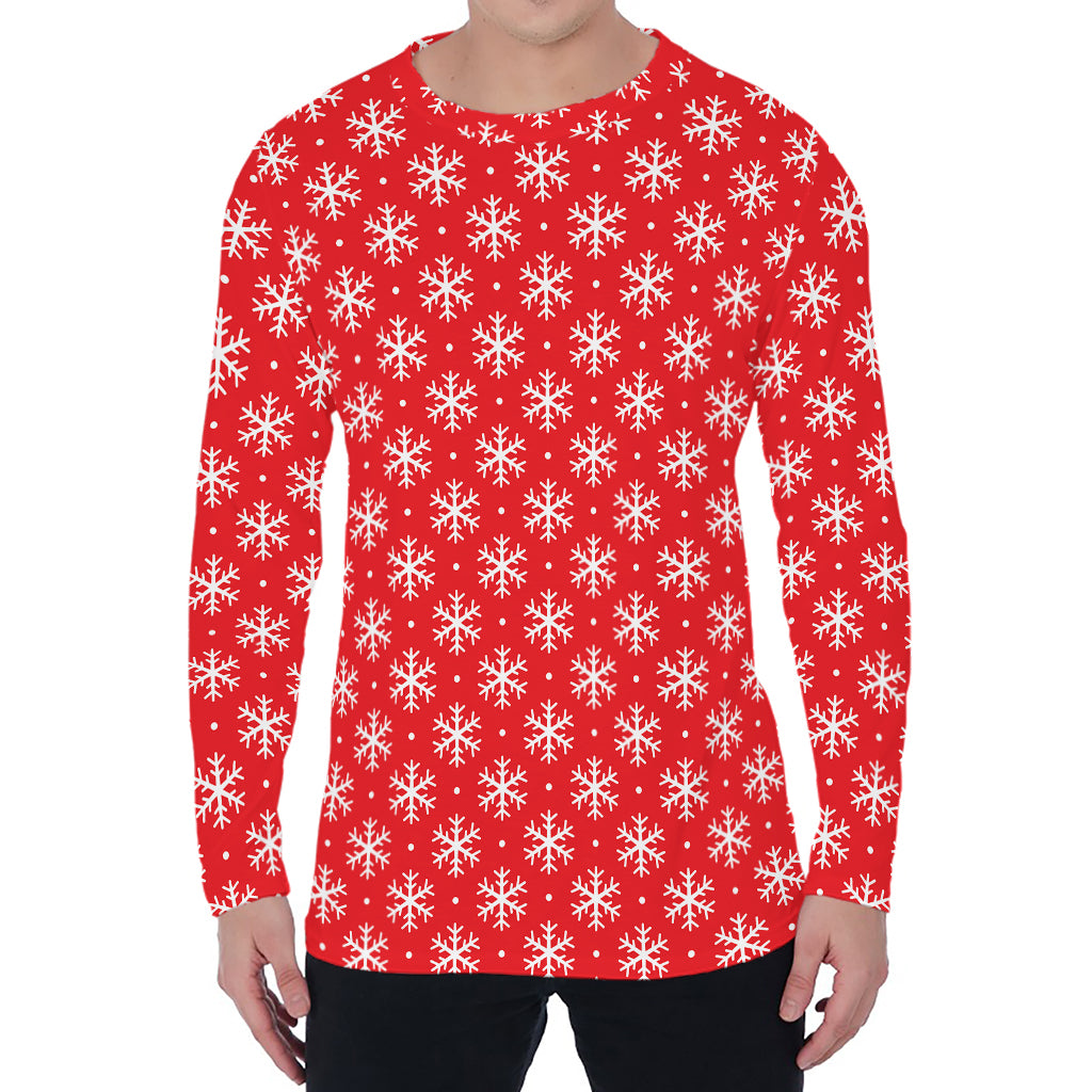 Christmas Snowflake Pattern Print Men's Long Sleeve T-Shirt