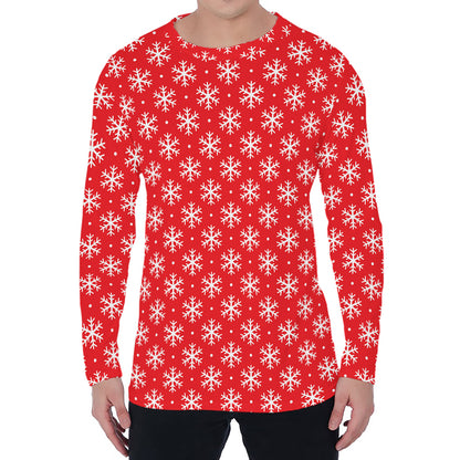 Christmas Snowflake Pattern Print Men's Long Sleeve T-Shirt