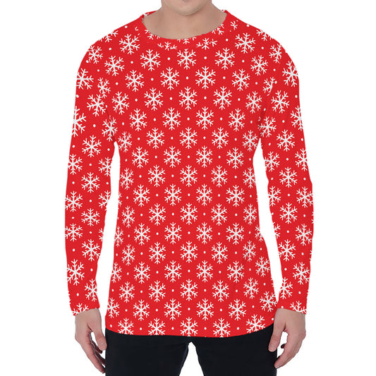 Christmas Snowflake Pattern Print Men's Long Sleeve T-Shirt