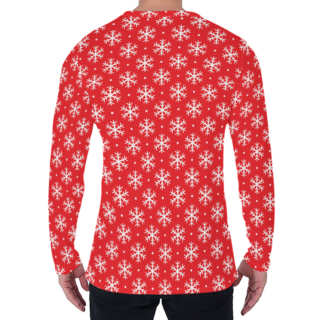 Christmas Snowflake Pattern Print Men's Long Sleeve T-Shirt