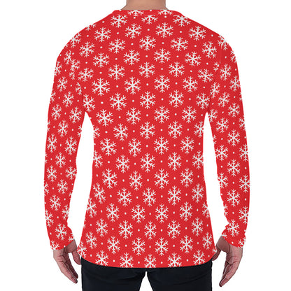 Christmas Snowflake Pattern Print Men's Long Sleeve T-Shirt